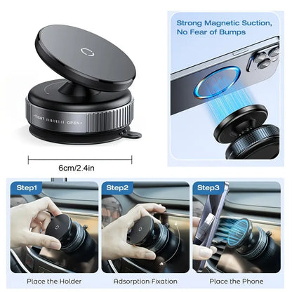 360° Magnetic Vacuum Suction Phone Holder – Universal, Stable & Adhesive-Free
